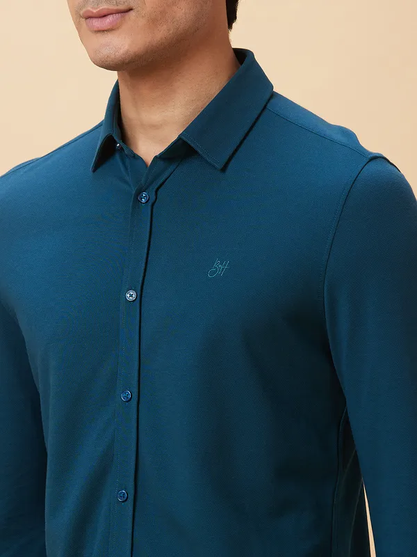 Being Human Men Slim Fit Shirts-Deep Teal